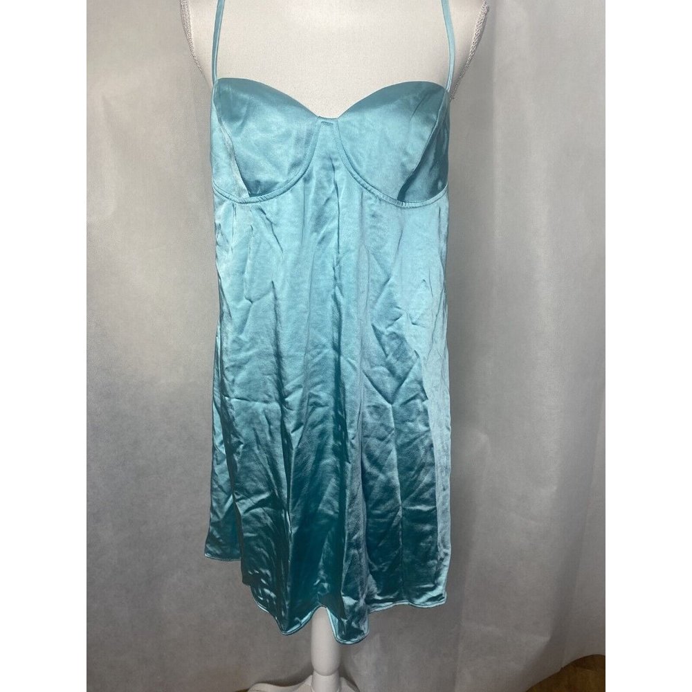 NWT Wild Fable Women's Aqua Blue Satin Slip Dress Sleeveless Size Large - Picture 3 of 12